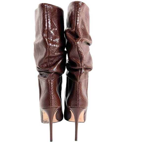 PARIS TEXAS Slouch Python-Embossed High Heel Boots in Cocoa Brown - Picture 7 of 16